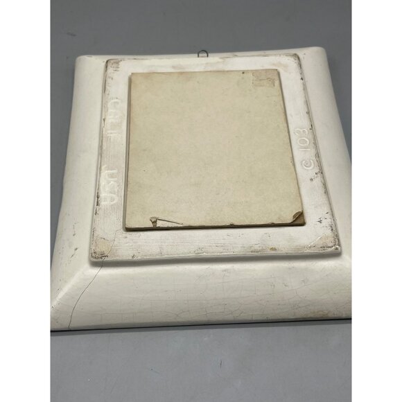 vintage ceramic framed La Mode illustree print shabby chic white gold mated READ - Picture 4 of 8